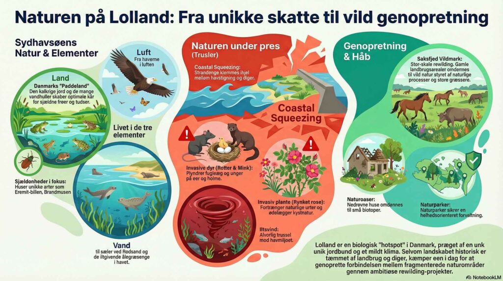 Infografik - Illustrationer med alle grupper af Natur og Biodiversitet på Lolland